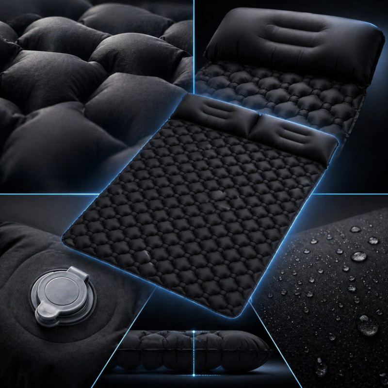 Надувний туристичний килимок матрац 190×120×5 см з подушкою та чохлом