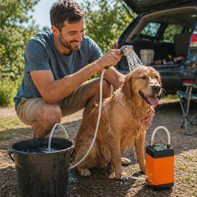 Портативний душ 3.7 В з дисплеєм температури, фільтром і регулюванням напору