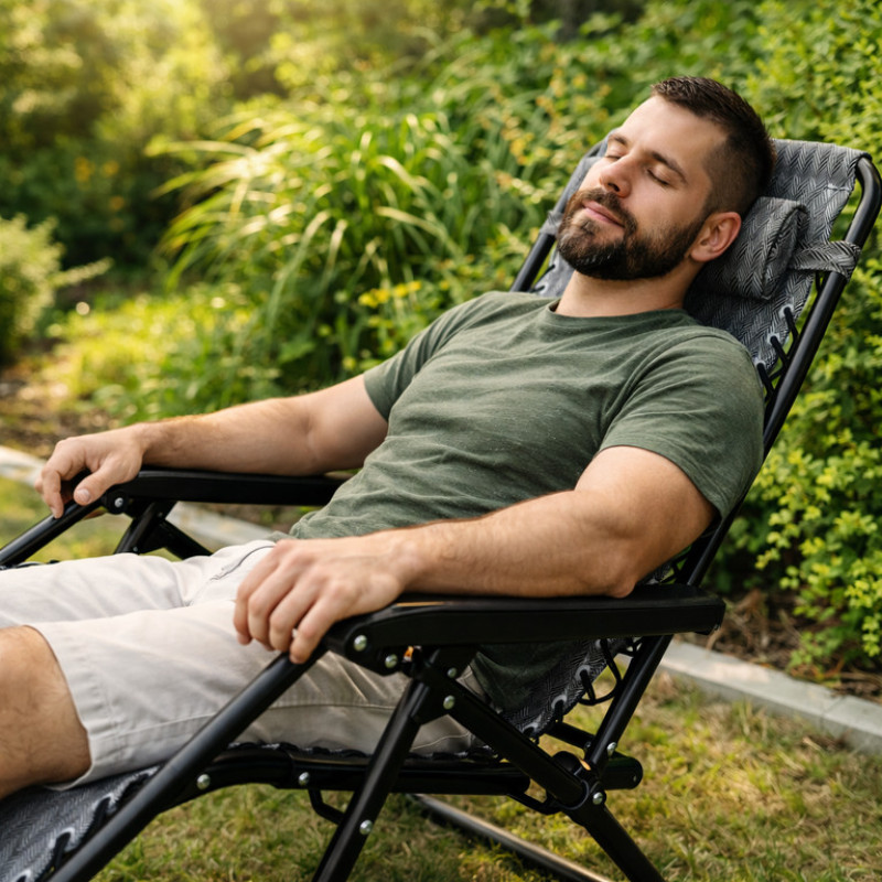 Шезлонг-кресло Zero Gravity до 150 кг складной садовый лежак
