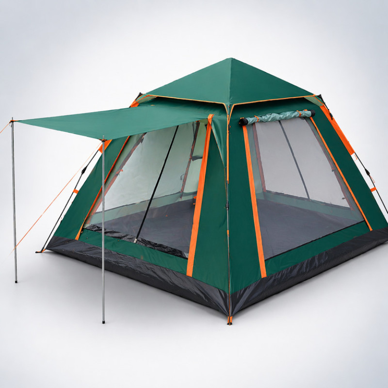 Палатка туристическая 210×210×145 см 2–4 местная темно-зеленая