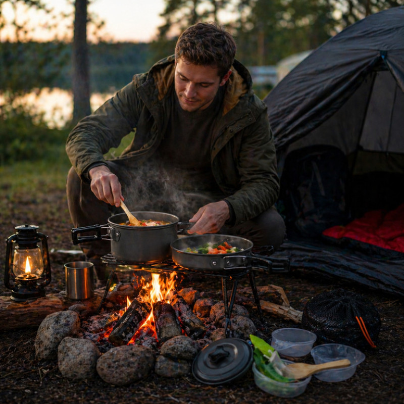 Набір туристичного посуду DS-200 алюмінієвий для кемпінгу на 2 особи