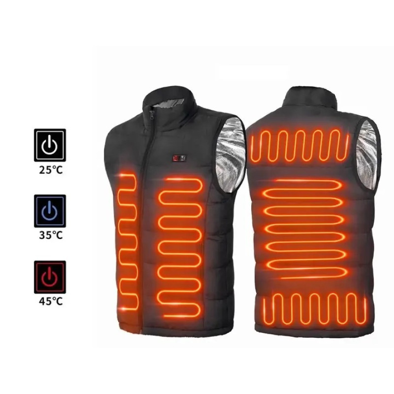 Жилет з USB-підігрівом, 9 зон обігріву, 3 температурні режими – теплий та зручний