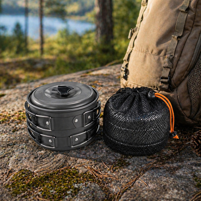 Набір туристичного посуду DS-200 алюмінієвий для кемпінгу на 2 особи