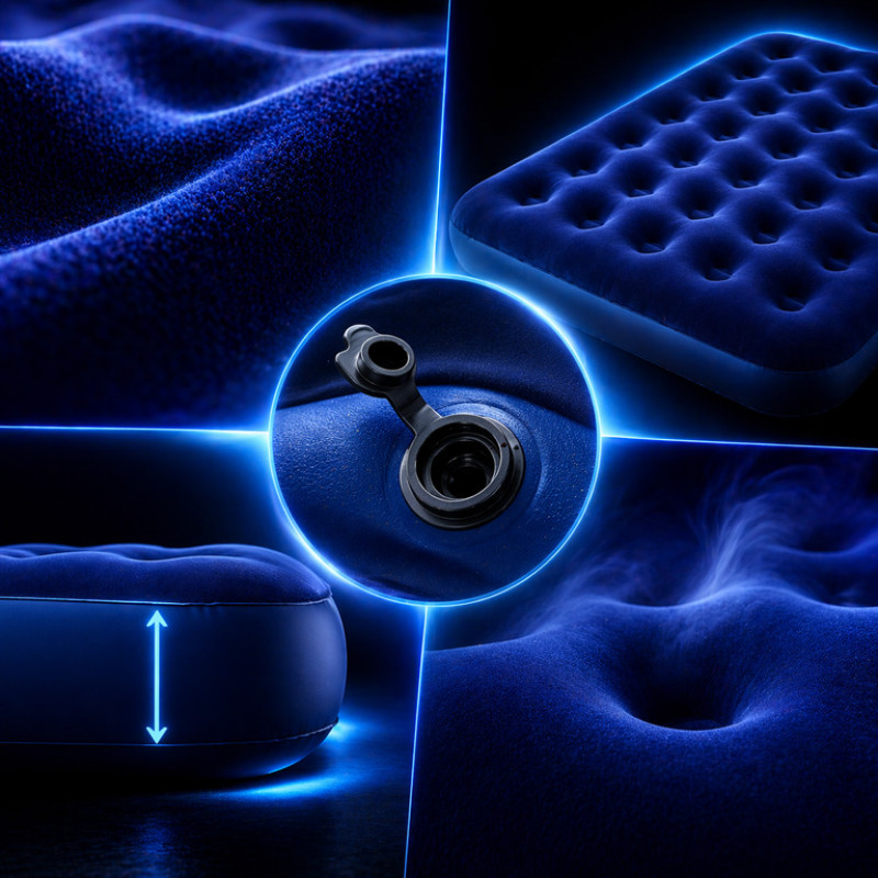 Надувний двоспальний матрац 203×152×22 см з насосом