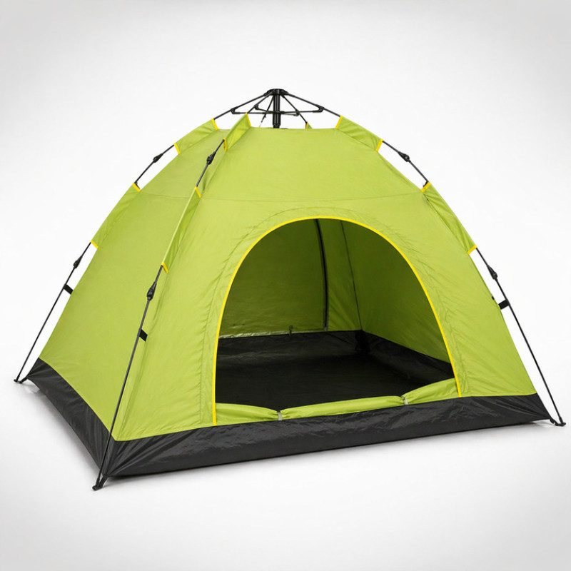Палатка автоматическая 4-местная 2×2 м туристическая зелёная