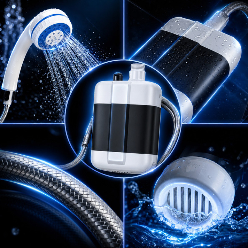 Портативный душ аккумуляторный 2200 мАч USB для кемпинга с шлангом