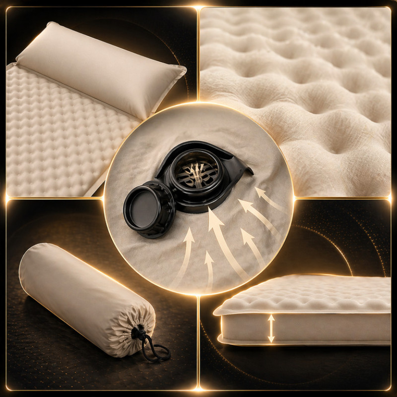 Самонадувний туристичний матрац 190×130×3 см з подушками