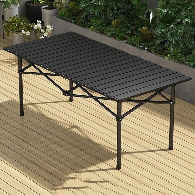 Складаний прямокутний туристичний стіл у чохлі 95×57×50 см, чорний