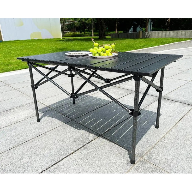 Складаний прямокутний туристичний стіл у чохлі 95×57×50 см, чорний