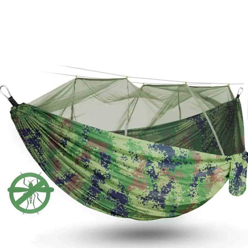 Гамак-спальний мішок з москітною сіткою – туристичний гамак для кемпінгу, відпочинку та походів (камуфляж)