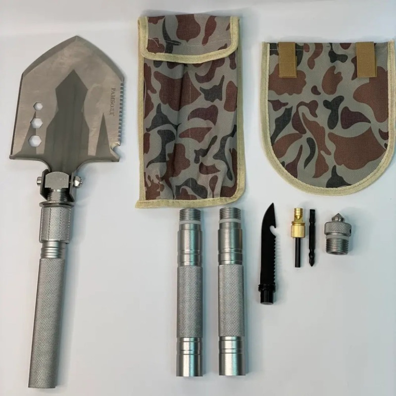 Туристична складана саперна лопата-мультитул 8-в-1 із чохлом, викруткою і ножем