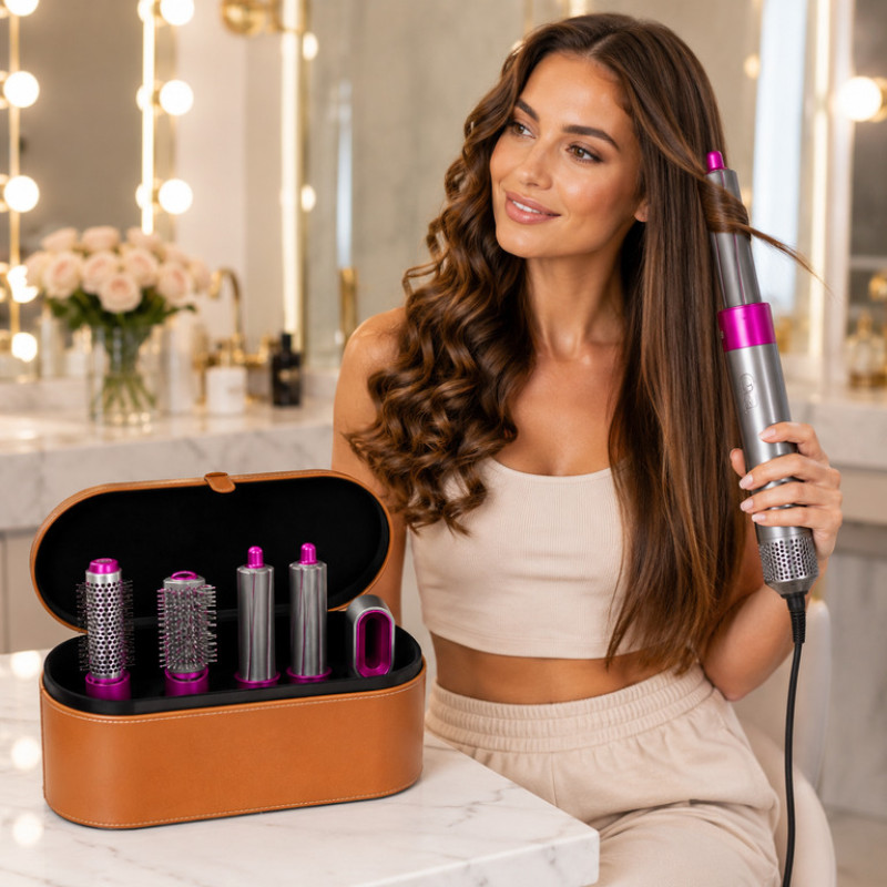 Стайлер для волос 5 в 1 с насадками + коробка и чехол | HAIR BRUSH в стиле Dyson