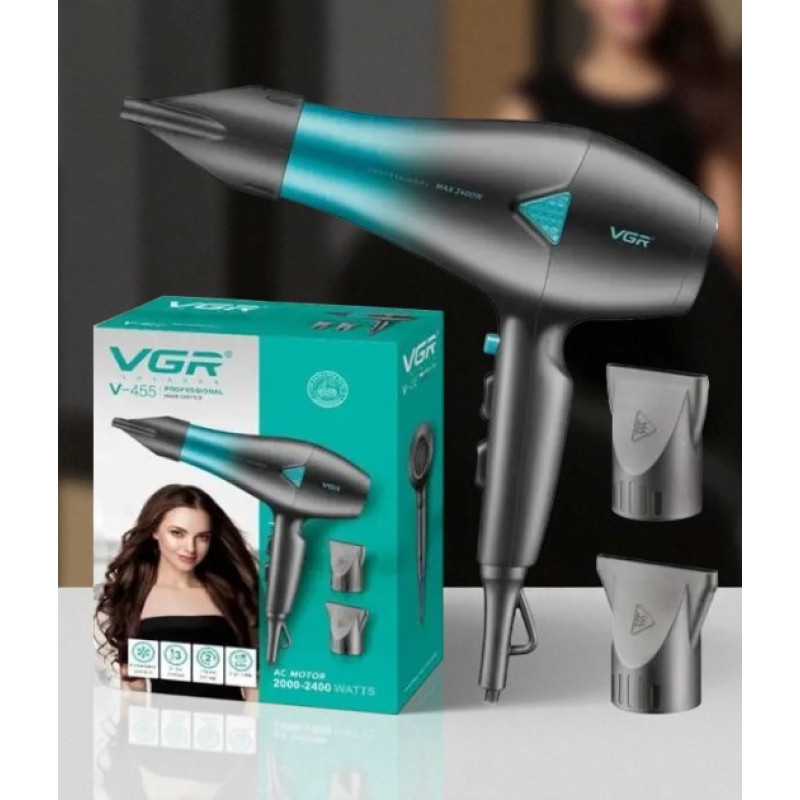 Профессиональный мощный фен для волос VGR V-455 с холодным и горячим воздухом 2400 Вт