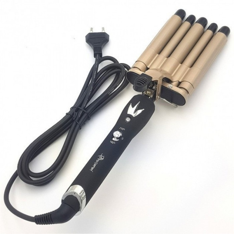 Плойка для завивки волос 5 волн Gemei GM-2933 с керамическим покрытием и терморегулятором