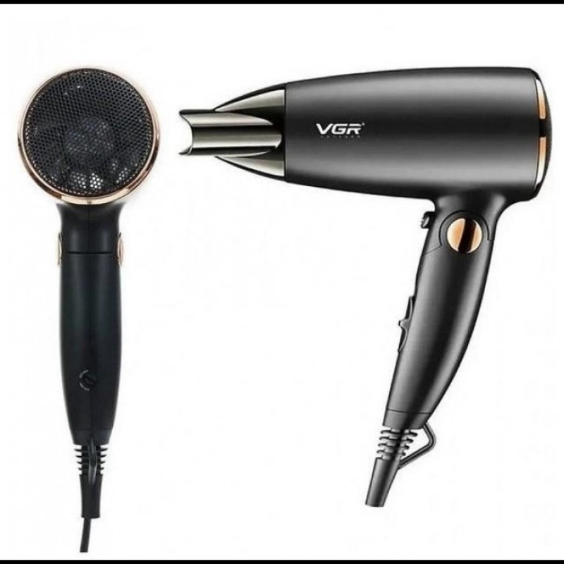 Фен для волос VGR V-439 складной, дорожный, портативный, 1600 Вт, чёрный