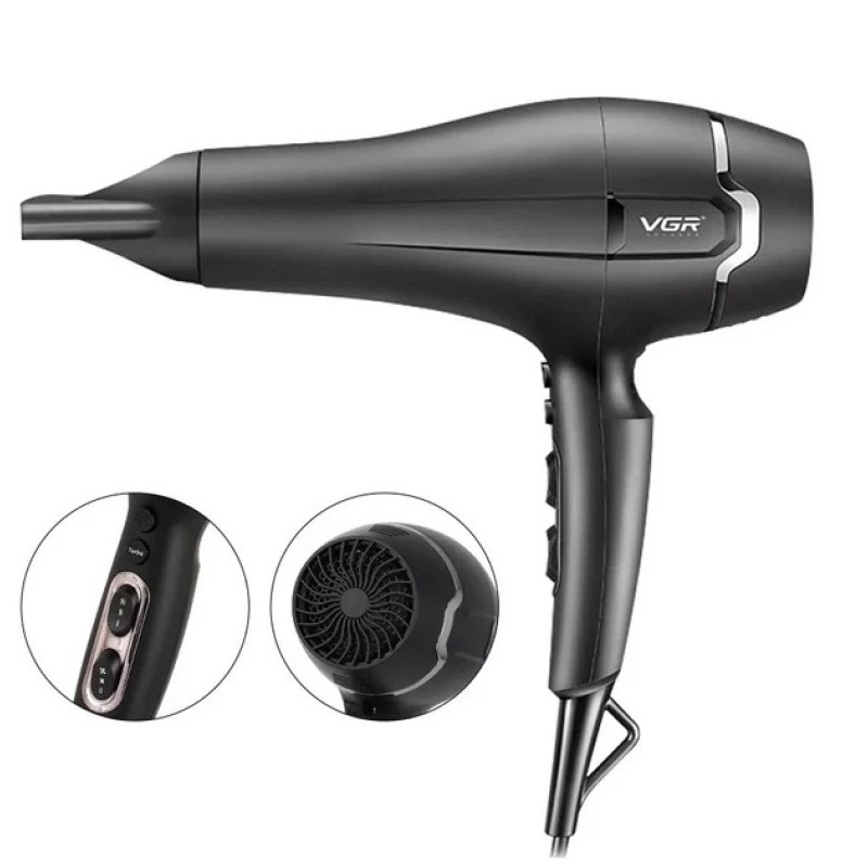 Профессиональный фен для волос VGR V-450 с ионизацией, 2400 Вт, турборежим, 2 насадки
