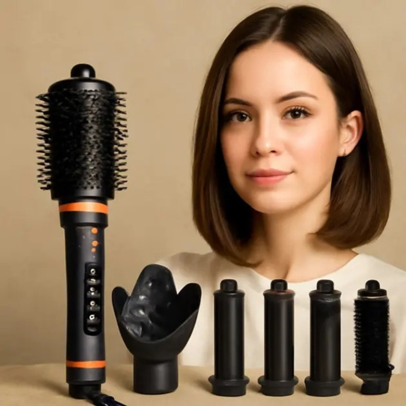 Фен-стайлер VGR V-477 с ионизацией, темно-синий, 7в1, 1400 Вт