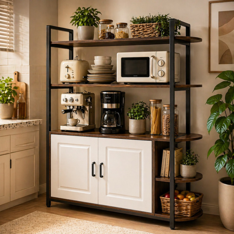 Кухонный стеллаж-органайзер 120×40 см с полками и шкафчиком в стиле лофт