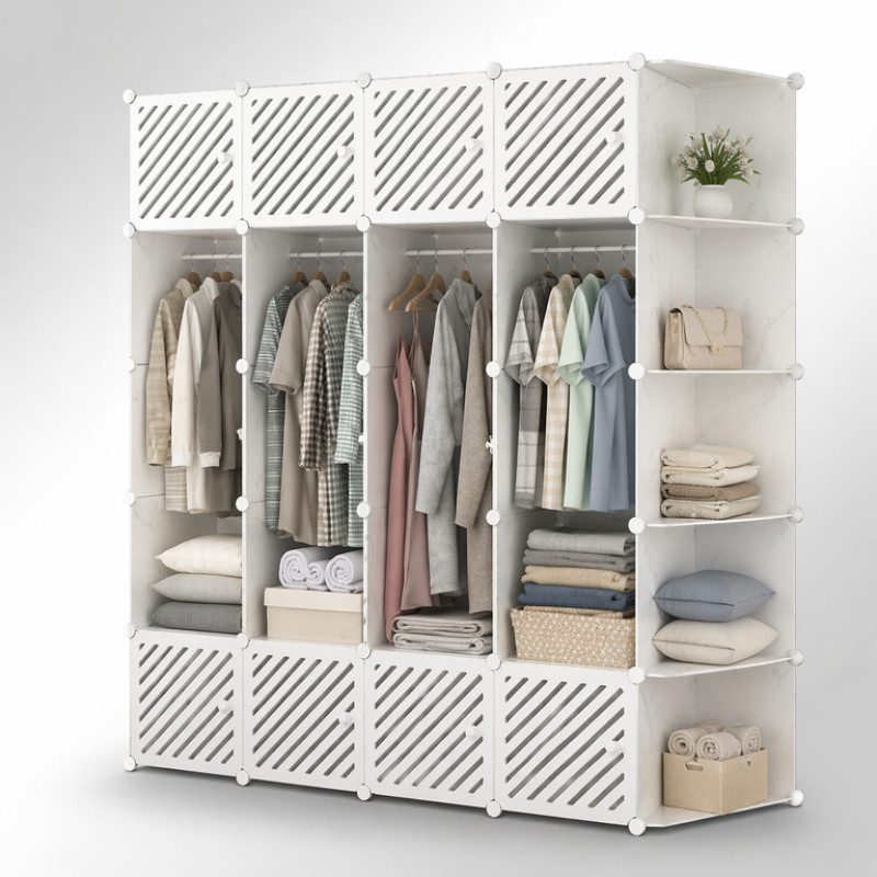Шафа-купе з жалюзі та антресоллю XL 181.5×35×181.5 см білий мармур