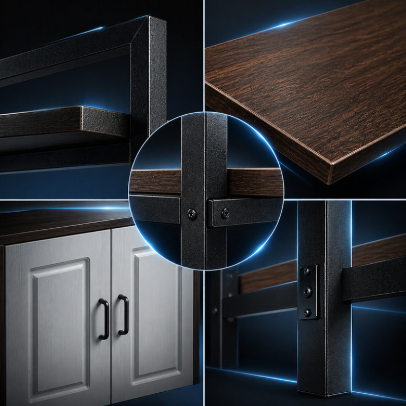 Кухонный стеллаж-органайзер 120×40 см с полками и шкафчиком в стиле лофт