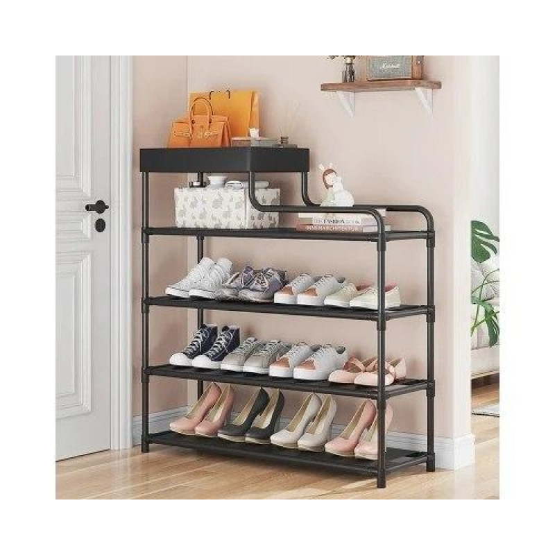 Стелаж для взуття Shoe Rack BLACK 08-02, 60×18.5×78.5 см, металевий, 5 ярусів, чорний