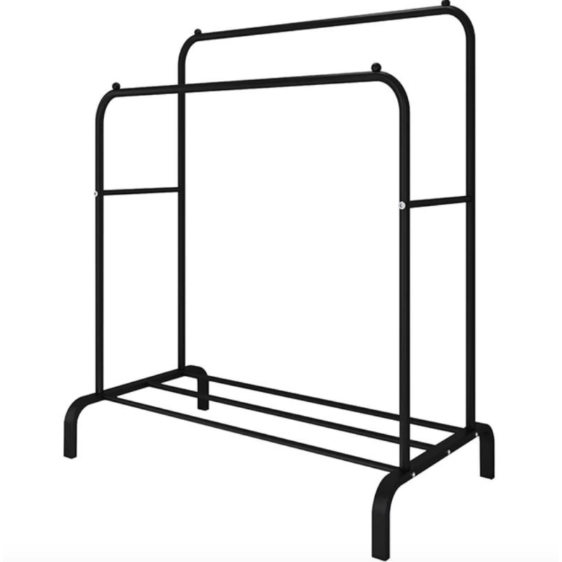 Двойная вешалка для одежды Loft Rack, 145×110×55 см, металлическая, с полкой для обуви, чёрная