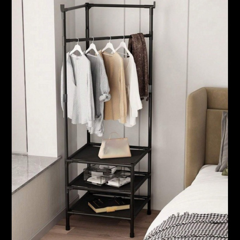 Кутовий вішак Corner Coat Rack TM3-303, 185×40×40 см, з 3 полицями, для передпокою, металевий каркас