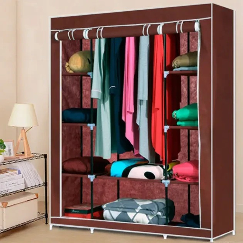 Тканевый шкаф Storage Wardrobe 88130, 135×42×174 см, 8 полок, с чехлом и перекладинами для вешалок