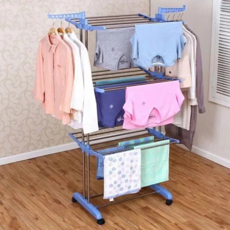 Складна сушарка для білизни Garment Rack With Wheels, з колесами, 172 см, нержавіюча сталь