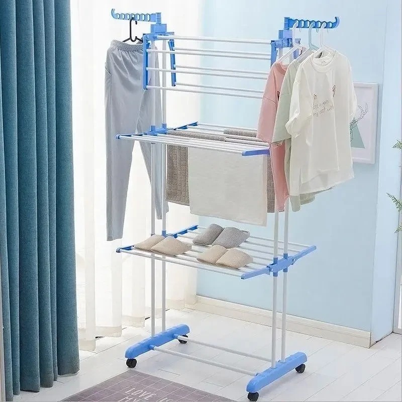 Складна сушарка для білизни Garment Rack With Wheels, з колесами, 172 см, нержавіюча сталь
